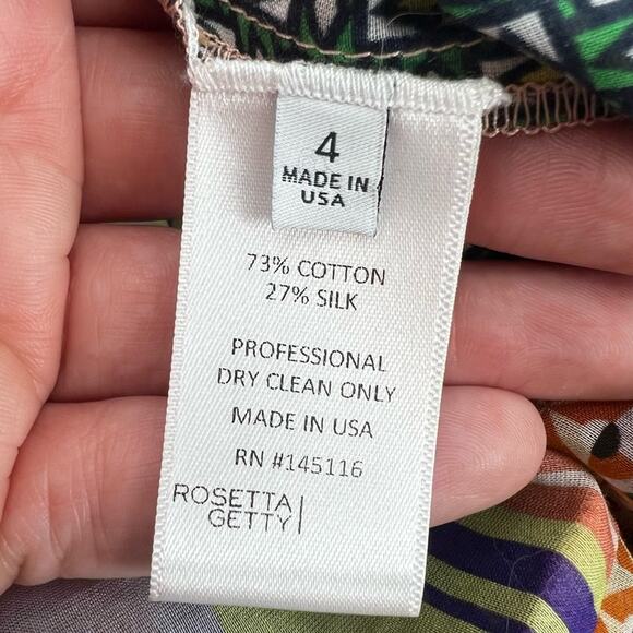 ROSETTA GETTY Apron Wrap Pant tie front cotton silk patchwork sz 4 - Picture 9 of 9